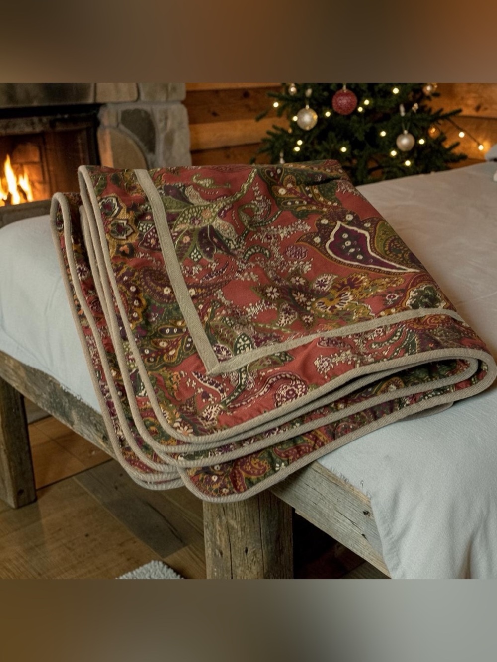 2 Chaps Ralph Lauren Chandler Paisley Pillow Shams Standard Rust Green Gold